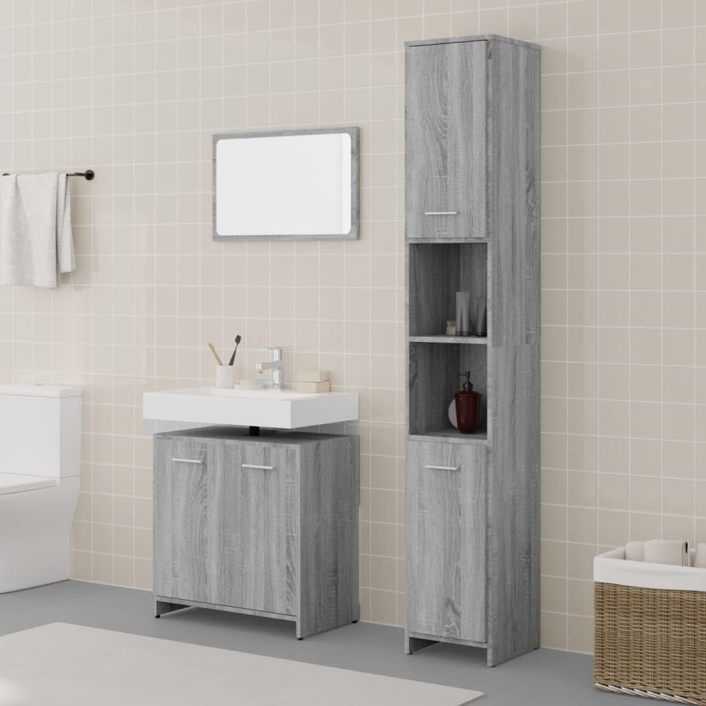 Muebles de baño de 3 piezas gris Sonoma para transformar tu aseo en un oasis