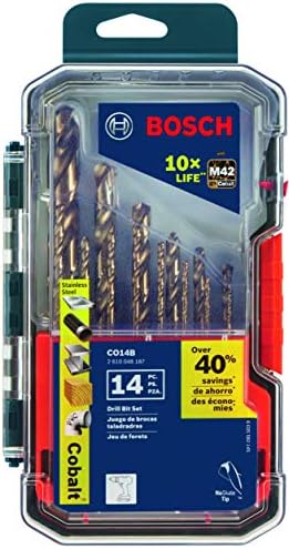 BOSCH CO14B 14-Piece Cobalt M42 Metal Drill Bit Assorted Set