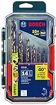 BOSCH CO14B 14-Piece Assorted Set with Included Case Cobalt M42 Metal Drill Bit with Three-Flat Shank for Drilling Applications in Stainless Steel, Cast Iron, Titanium, Light-Gauge Metal, Aluminum