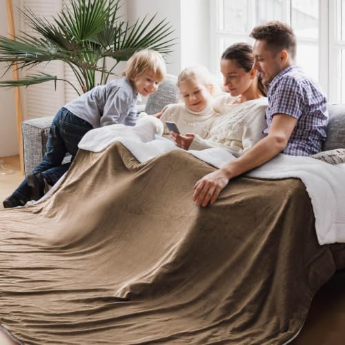 Image of Bedsure GentleSoft Sherpa Fleece Cal King Blankets for Bed, Non-Heated, Thick and Warm Oversized Throw for Women and Men, Soft Fuzzy Plush Large Blanket for Winter, Camel, 112x98 Inches