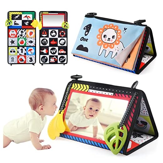 LEADSTAR Espejo Bebe Montessori con Libro Blanco y Negro,Plegable Libro Interactivo de Tela Sensoriales para Bebé 0-12 Meses,Montessori Juegos Educativo Regalo para Recien Nacido Niñas Niños