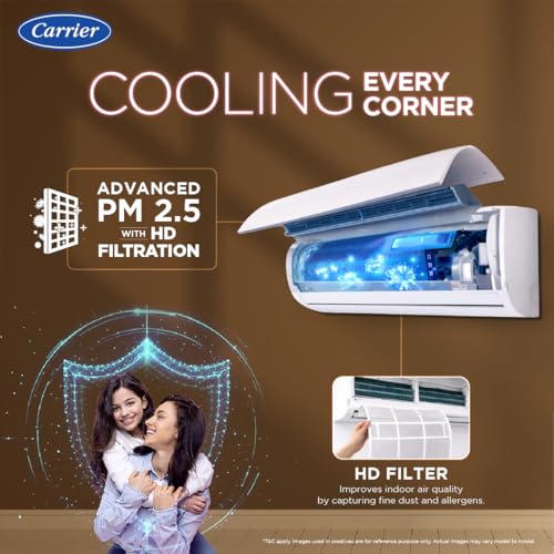 Image of Carrier 1.5 Ton 3 Star Flexicool Inverter Split AC (Copper, Convertible 6-in-1 with Smart Energy Display, Insta Cool, Auto Clean, PM 2.5 Filter, 2026 Model, ESTER EDGE Gxi- CAI18EE3R36F1, White)
