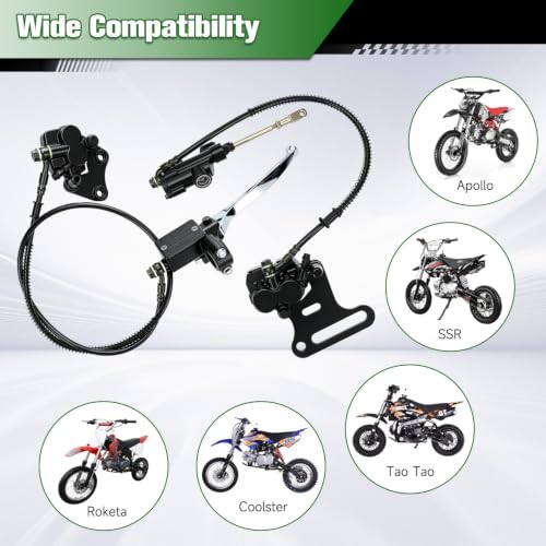 Image of Pit Bike Front Hydraulic Disc Brake Caliper Assembly & 12mm Rear Brake Kit Compatible with SSR Apollo 125cc 110cc Tao Tao Coolster Roketa 90cc 70cc 50cc 4 Stroke Chinese Dirt Bike Parts Black