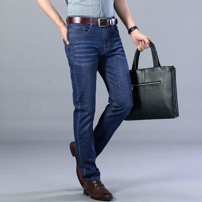 Stretch Jeans Solid Color Slim Jeans Business Casual Jeans(32)3