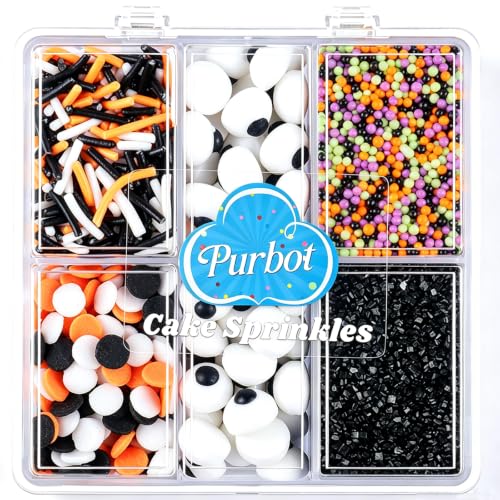 Halloween Sprinkles for Baking, 4.6oz Edible Candy Eyes Mix for Decorating