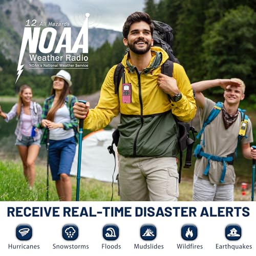 Radios Walkie Talkies Long Range: Rivins F22 Rechargeable Walkie Talkies for Adults, NOAA, 1400mAh Li-ion Battery USB-C Cable, LED Flashlight, VOX FRS Two Way Radio for Hiking Hunting, Camping, 4 Pack - Image 5