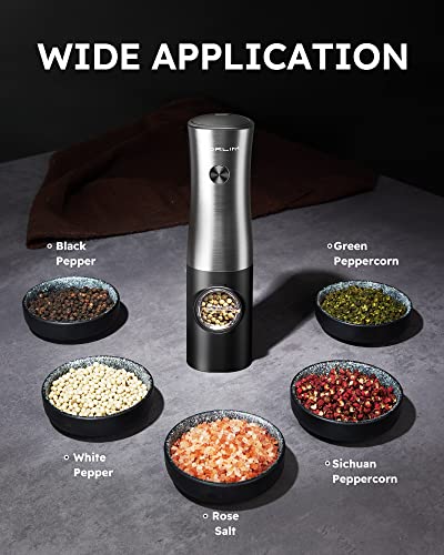 Forlim Electric Salt And Pepper Grinder Set Battery Operated One Handed Operation Salt And Pepper Shaker With Metal Stand, Automatic Pepper Mill With Led Light, Adjustable Grinder-Pack Of 2 #TOP4