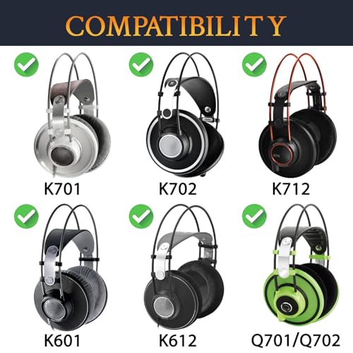 SOULWIT Almohadillas de Repuesto Profesional de Terciopelo para Auriculares AKG K701, K702, Q701, Q702, K601, K612, K712, Almohadillas con Espuma de Alta Densidad - Negro miniatura 2