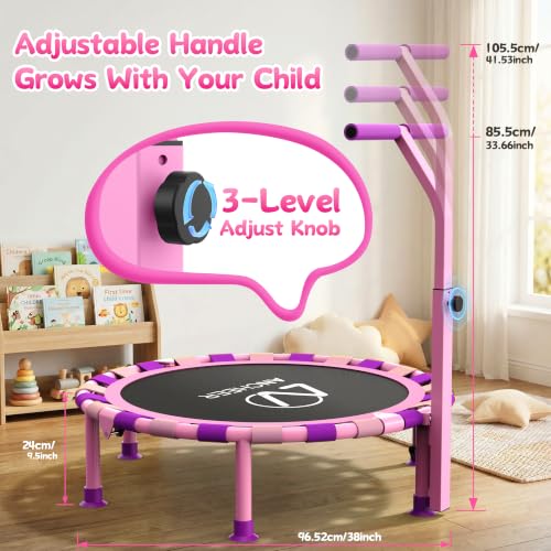 Image of ANCHEER 38'' Indoor Toddler Trampoline for Kids, Foldable with T-Handle