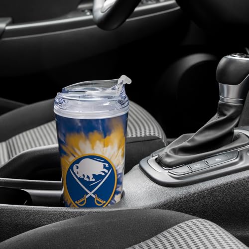 Image of Rico Industries NHL Hockey Team Color Tie Dye 24oz Metallic Acrylic Tumbler with Hinged Lid, Officially Licensed Double Wall Tumbler with Straw