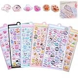 シール 可愛い 立体 【2025新型- 6枚セット】3D キャラクターシール 携帯電話飾り用 DIY用 手帳用 貼り付け可能 手芸用品 贈り物 子供 男女兼用 全4/6種セット 約200/300枚入り