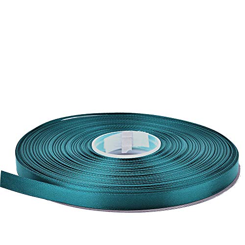Ribest 3/8 Inch Teal Double Face Satin Ribbon 50 Yards Per Roll For Gift Wrapping Flowers Bouquet Hair Accessories Wedding Birthday #TOP3