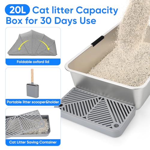 Caja sanitaria cerrada para gato acero inoxidable 24x16x16 in miniatura 6