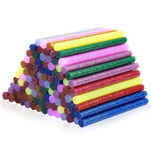 100 piezas de barras de pegamento de colores para pistola de pegamento, mini barras de pegamento de colores de 7 mm x 100 mm, barras de pegamento de fusión en caliente multicolores para pistola de