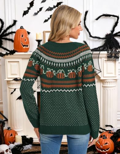 Image of Womens Fair Isle Sweaters Long Sleeve Crewneck Fall Winter Pullover Sweater
