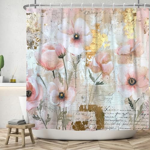 ASDCXZ Vintage Flowers Shower Curtain 180 x 200 cm
