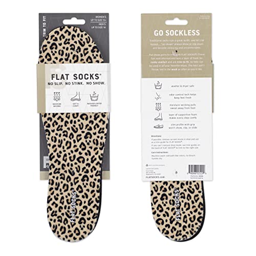 FLAT SOCKS Womens No Show Socks, Sockless Shoe Liner, No Slipping, No Stinking, Washable Barefoot Shoe Insert, Animal Print2