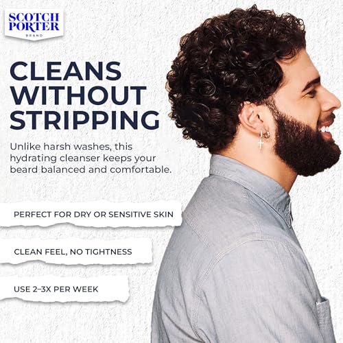 Image of Scotch Porter Moisturizing Beard Wash - Cleanse, Refresh, Hydrate & Soften Coarse, Dry Facial Hair while Protecting Skin for a Fuller-Looking Beard - Original Scent, 8 oz. Bottle