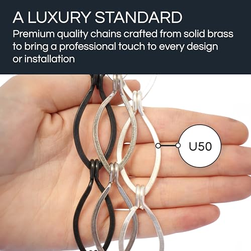 Image of RCH Hardware CH-04-MS-3 Decorative Matte Silver Solid Brass Chain for Hanging, Lighting - Sleek Ovals and Unwelded Links (3 ft /1 Yard)