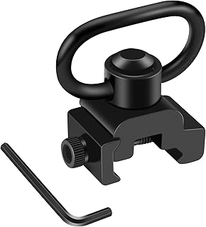 360° Rotation Picatinny Sling Swivel Mounts, 2 Point and Traditional Sling Picatinny Rail Mount with 1.25" Push Button QD Sling Swivels - Black (1 Pack) - LONSEL