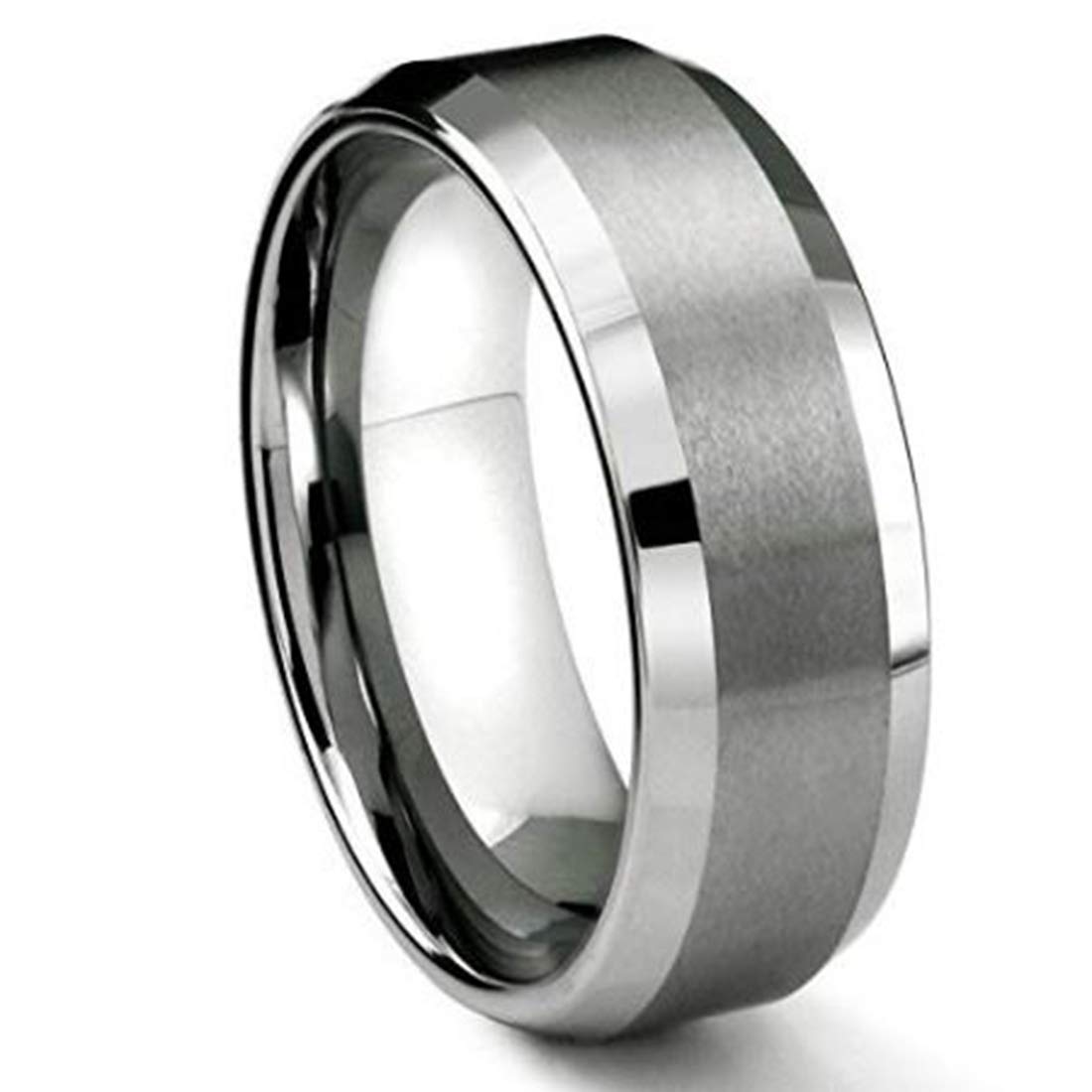 Tungsten 10mm Band Finger Ring for Men (Silver)