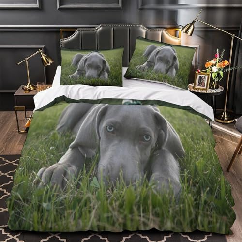 Housse de couette chiot gris lit 140x200 imprimé animal nature