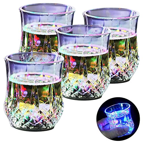 Homeya Led Cups, Flash Light Up Cups Automatic Water Activated Led Glow Shot Glasses Color Changing Wine Whisky Beer Cola Juice Drinkware Mugs For Bar Disco Night Club Party Halloween Christmas-4 Pcs #TOP11
