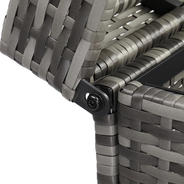 27 Gallon Outdoor Wicker Trash Bin, Rattan Patio Waste Basket with Lid, Rattan Garbage Container Patio Trash Can for Poolside Backyard Kitchen, Gray Gradient