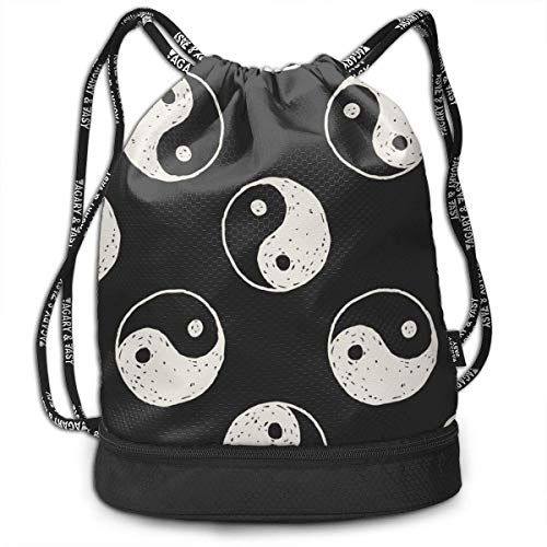 Jacklee Mochila de Deporte con cordón para el Gimnasio de Yinyang, Chino Taiji Amante Chino, Bolsa de Deporte Simple de Secado rápido