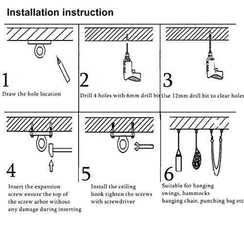 Ymeibe Heavy Duty Swing Hanger with 60\'\' Length Adjustable Nylon Rope/Hammock Hanging Tree Strap for Indoor Ceiling/Outdoor Swings/Punching Bag/Yoga Training/Playground Set Accessories - Thumbnail 5