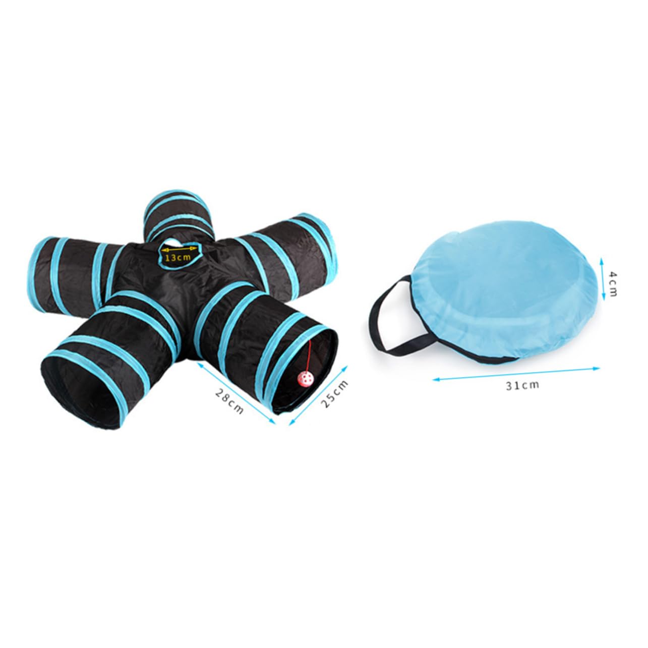 FRCOLOR 3 Piezas de Tubos de hámster Plumas para Juguetes para Gatos, Juguetes para Perros pequeños, Juego de Animales, Juguetes para Perros, Juguetes para Mascotas, túnel Plegable de 5 vías, túnel