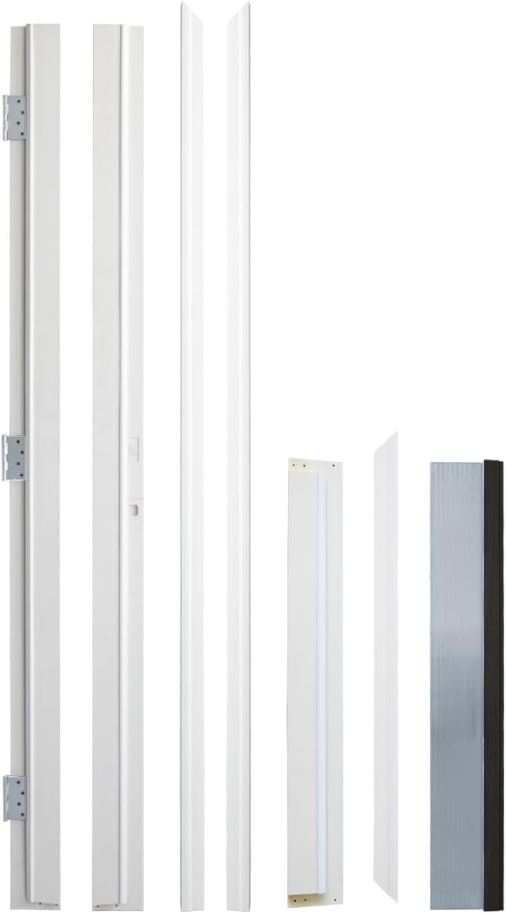 36 x 80 Fiberglass Entry Door, 3-Lite Frosted Glass - Modern House Front Entrance, 6-9/16 in. Finished Jamb, Withe Knock-Down Brush-Finished Exterior Door with White Vinyl Frame, Right Hand Inswing