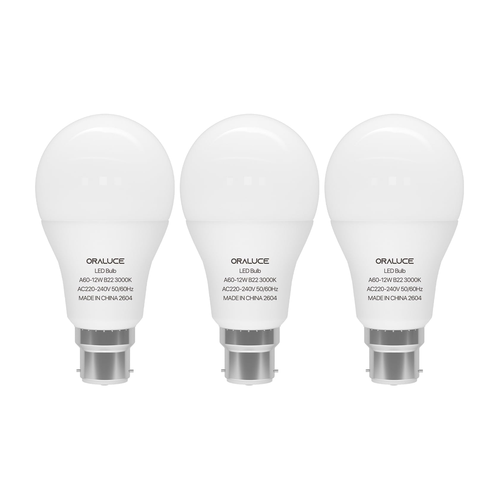 ORALUCE Bayonet Light Bulb, 12W=100W, 1200LM, Warm White 3000K, Pack of 3 — image 1