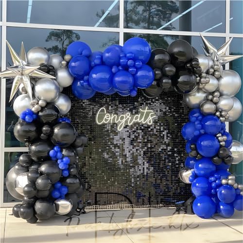 Image of 150pcs Royal Blue Balloons Different Sizes Pack, 18 12 10 5 Inch Party Balloon Garland Arch Kit Birthday Baby Shower Graduation Baseball Nautical Party Decorations(With 2 Ribbons)