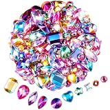 1200 Pcs AB Rhinestones for Bedazzling, Rainbow Effect Craft Gems for Crafting, Flatback Embellishments Gemstone for Halloween Pirate Party Decorations (00 Mixed Colors AB)