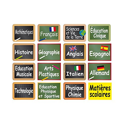 Stickers 16 étiquettes matières scolaires - L 143cm x H 110cm