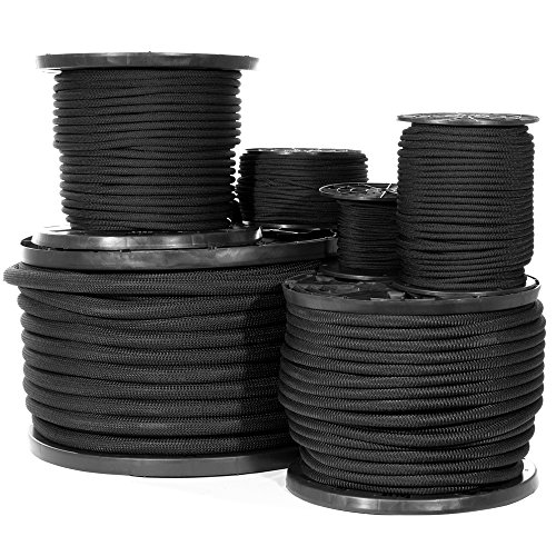 Shock Cord - Black Diamond Weave Elastic Bungee Cord - Features 100% Stretch, Shock Absorbent, & Strong Hold - Camping, Kayak Decks, Crafting, Gravity Chairs, & Tie-Downs - (3/4 Inch X 250 Feet)