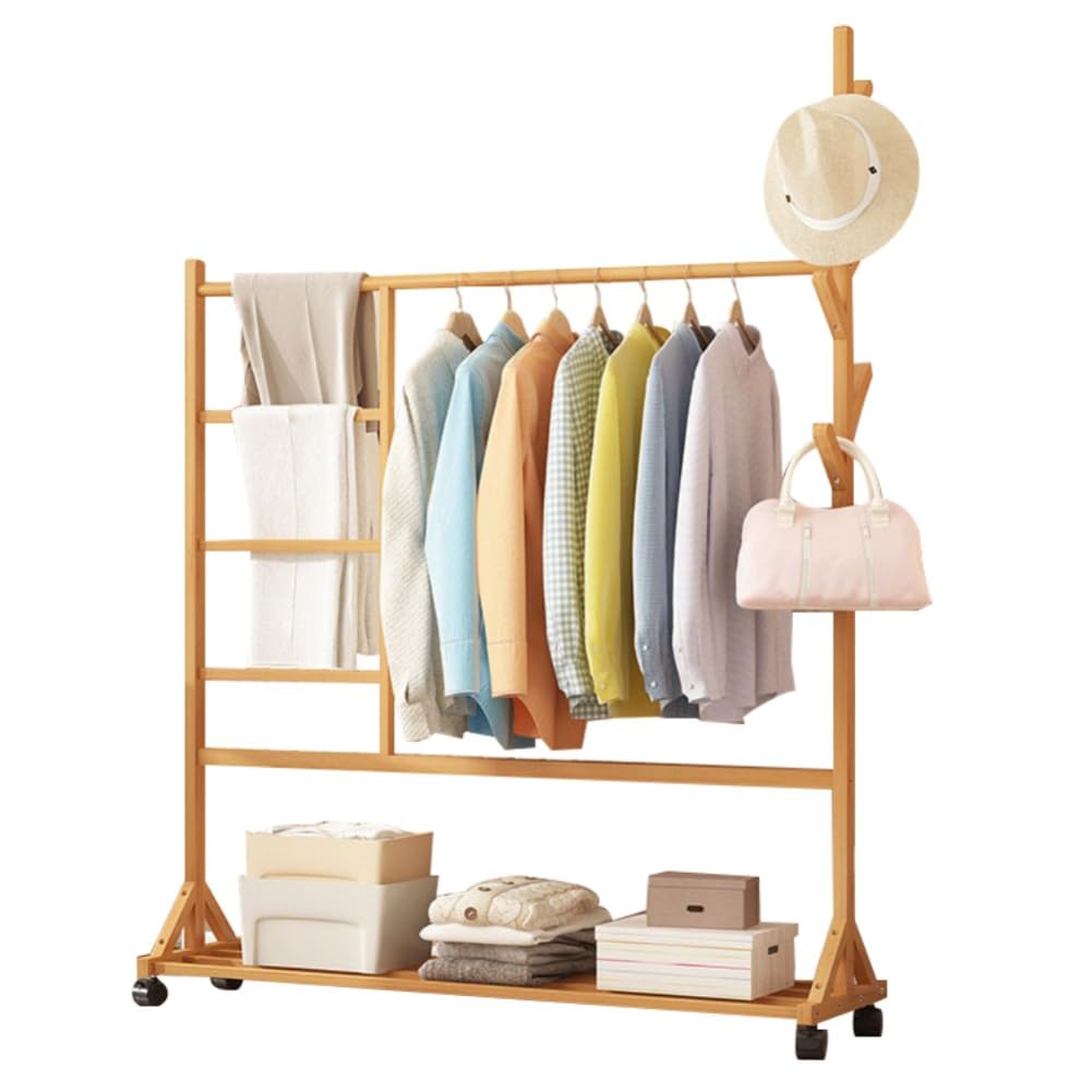 Porte-manteau mobile en bois pour optimiser l'espace d'une chambre ou d'une entrée moderne