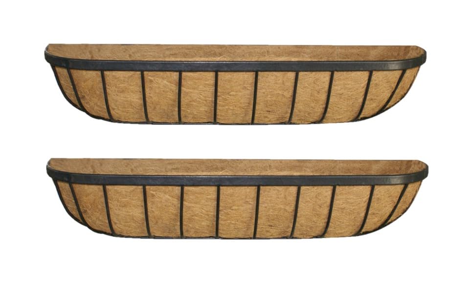 GARDEN DECO 24 INCH Wall Trough with Detachable Bracket for Railing. 100% Natural Coconut Coir Trough for Gardening, Home & Balcony Decoration (Black, Set of 2 PCs) (B09HHHF896) Amazon Price History, Amazon Price Tracker