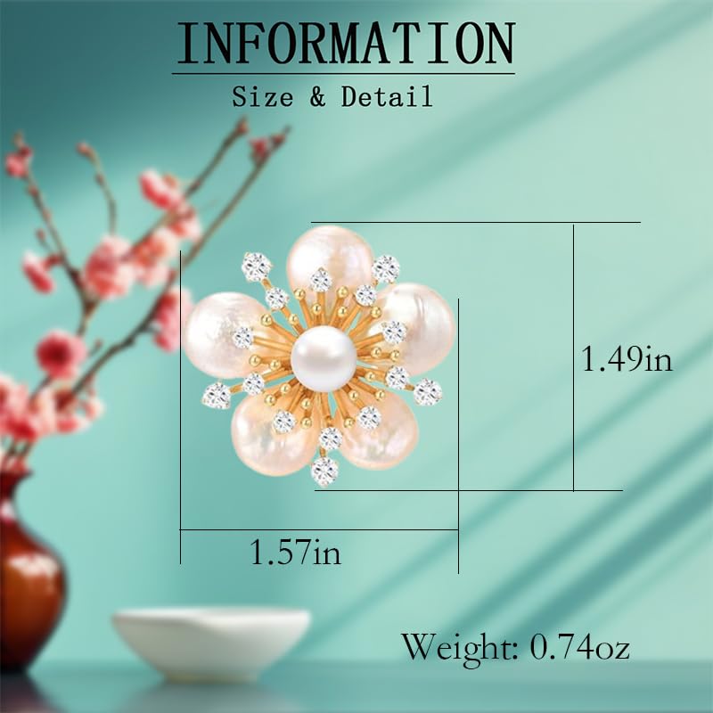 Image of Flower Brooch Pin - Rhinestone Flower Pin 18k Gold Plated - Thanksgiving Day, Birthday, Wedding Gifts for Mom, Wife