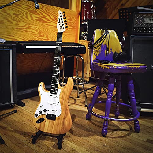 Image of LyxPro Left Hand 39 Inch Electric Guitar and Starter Kit for Lefty Full Size Beginner's Guitar, Amp, Six Strings, Two Picks, Shoulder Strap, Digital Clip On Tuner, Cable and Soft Case - Natural