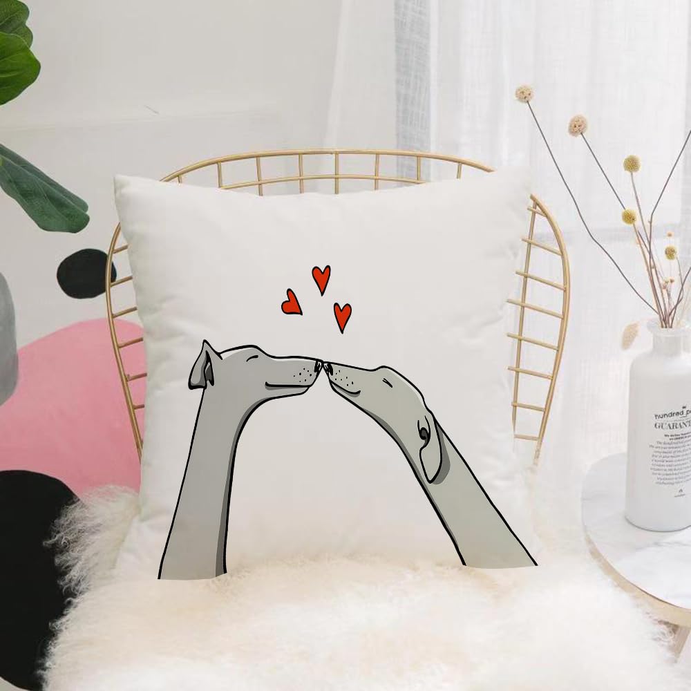 HYMSXW Cushion Cover,Throw Pillow Case Home Decorative for Living Room Bedroom Sofa Chair 20X20 Inch,hand drawn greyhound dog couple in love. Beautiful design elements ink drawing,Pillowcase 50X50cm