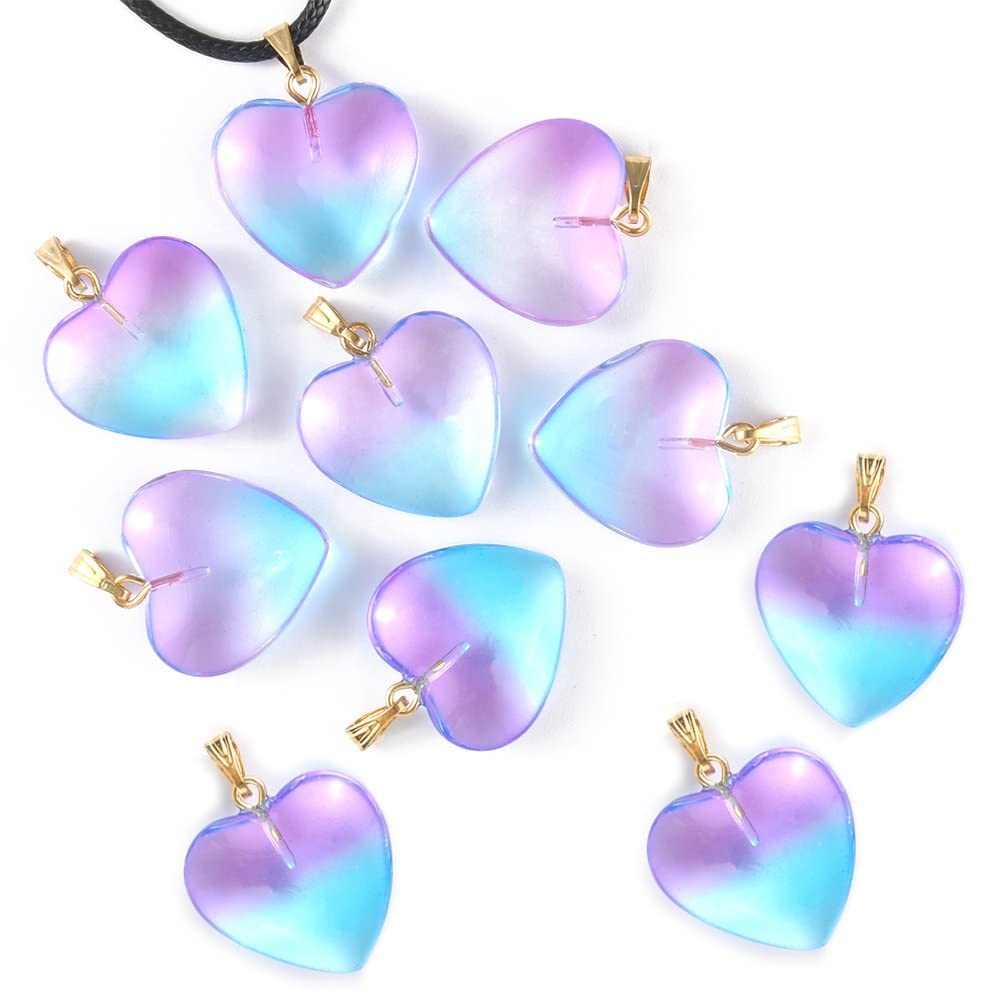 Dinntty Style3 Heart Shaped Stone Pendants Charms 10Pcs 20Mm Natural Stone Pendants For Diy Necklace Bracelet Jewelry Making