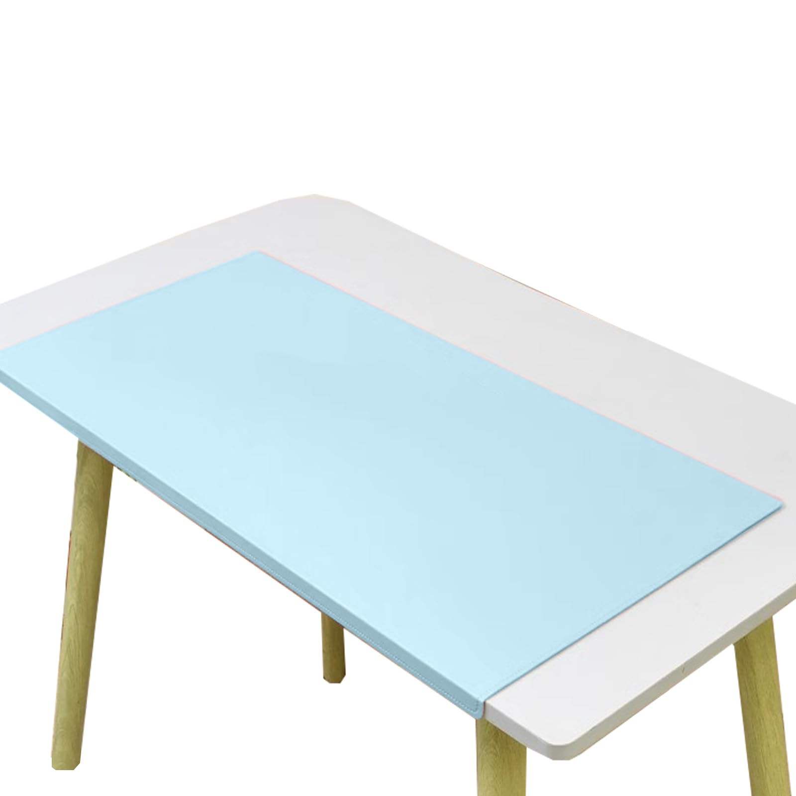 sous-Main imperméable en Cuir synthétique,Texture Douce et résistante à l'huile,pour Bureau,Chambre,café (Bleu Clair,45 x 90 cm)