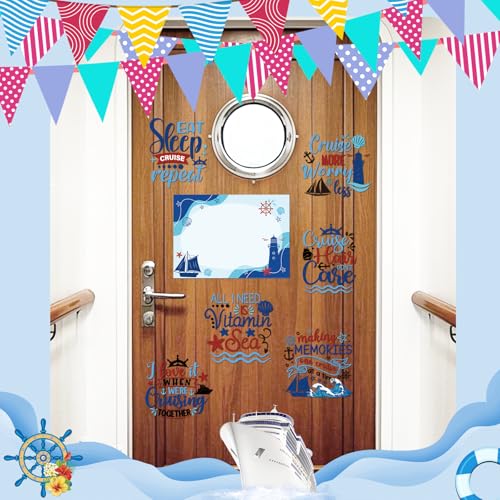 Image of Dazoratix Cruise Door Decorations Magnetic - 7 Pcs Large Ship Cabin Magnets Stickers This Week Funny Carnival Sea Navigation Anchor Decor for Birthday Holiday Stateroom Whiteboard Refrigerator Garage