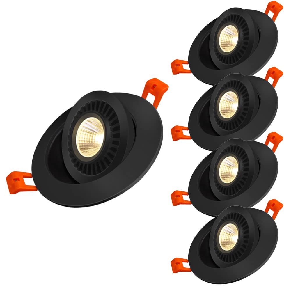 Aioneer 5 Pack Led Rotatable-Spotlight 3W/5W/7W/12W Gimbal Recessed Light 3000K/4000K/6000K Selectable Eyeball Retrofit Round Recessed Ceiling LightA-7w-6000K