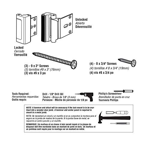 Image of Prime-Line U 11441 Door Reinforcement Lock - Add Extra, High Security to your Home and Prevent Unauthorized Entry - 3 inch Stop, Aluminum Construction, Red Bronze (Single Pack) | Add Extra High Security, Prevent Unauthorized Entry, 3 in. Stop, Solid Brass Construction