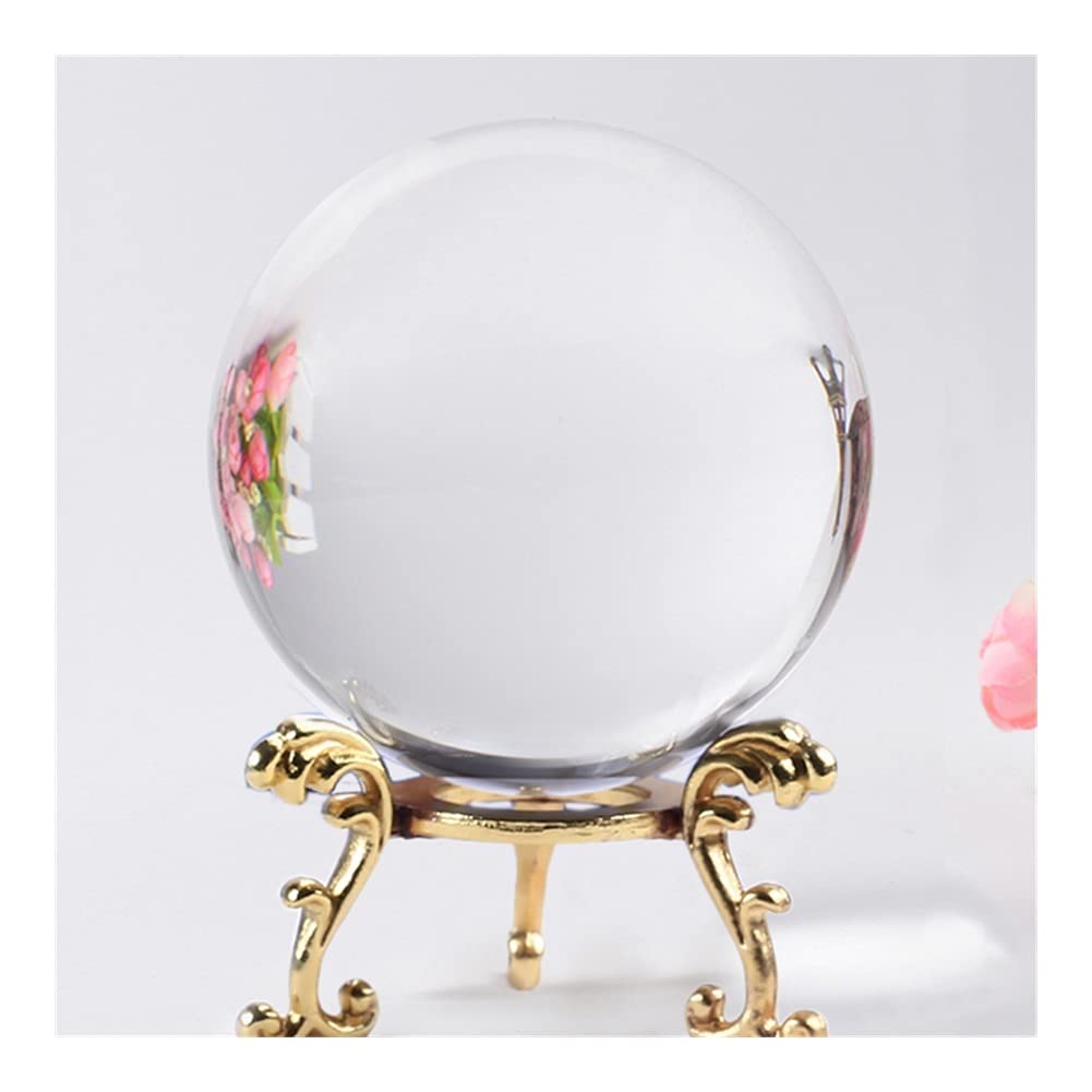 60/70/80 MILLIMETRI Fotografia Sfera di Cristallo Ornamento FengShui Globo Divinazione Quarzo Sfera di Vetro Magica Complementi Arredo Casa Sfera bola de Cristal Collezioni di casa ( Color : With Gold