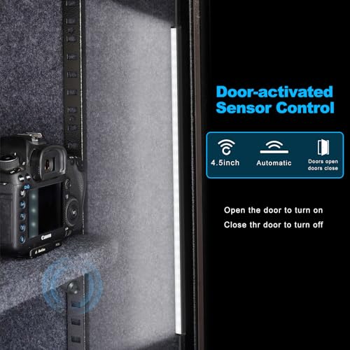 JUSJUBR Gun Safe Light Kit - Door Activated Safe Lights, 6 PCS x 12 Inch Slim LED Light Bars for Inside Cabinets, Closets, Pantries, Cold White 6000K
