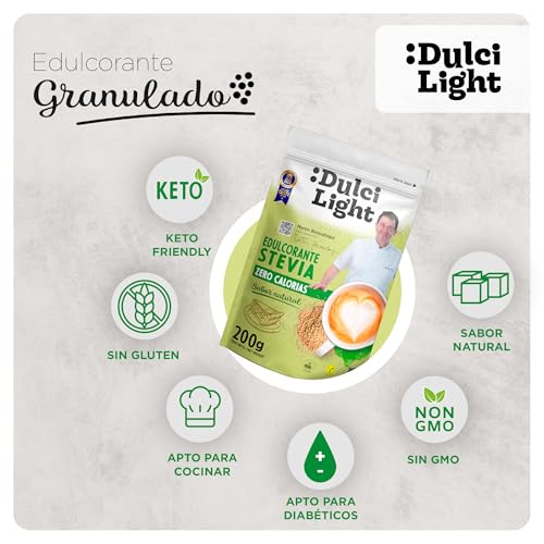 Miniatura 3 de Dulcilight Estevia Granulada - Doypack 200g De Stevia 100 Sabor Natural Zero Calorías 200g 2 Kg De Azúcar Edulcorante Sustituto Del Azúcar Con Fibra Vegetal No Gmo Keto Vegano Libre De Gluten